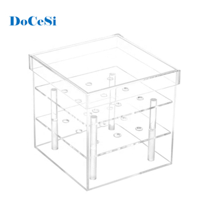 Caja de almacenamiento de flores de acrílico de 9 agujeros con tapa